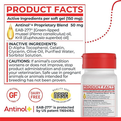 Plus, Mobility, Hip, and Joint Supplement for Dogs, Green-Lipped Mussels and Krill Oil - Dog Joint