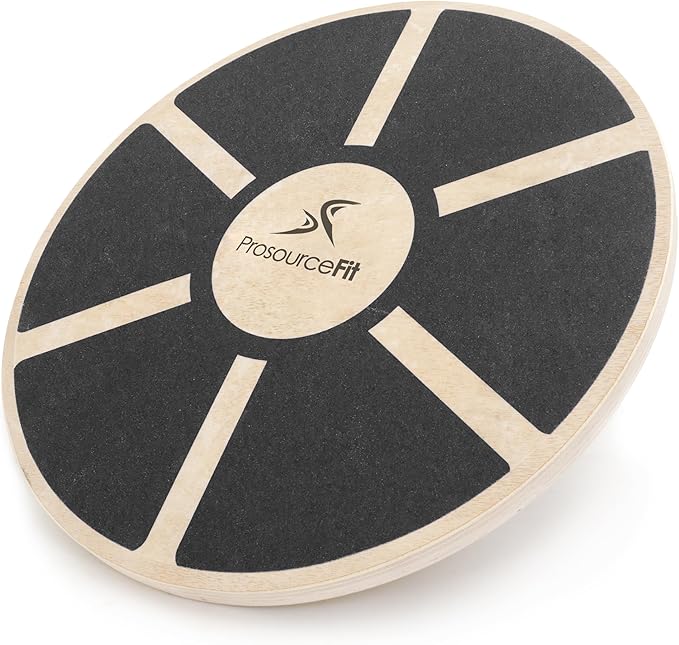ProsourceFit Wooden Balance Board Non-Slip Wobble Core Trainer 15.75in (39.5cm) Diameter with 360