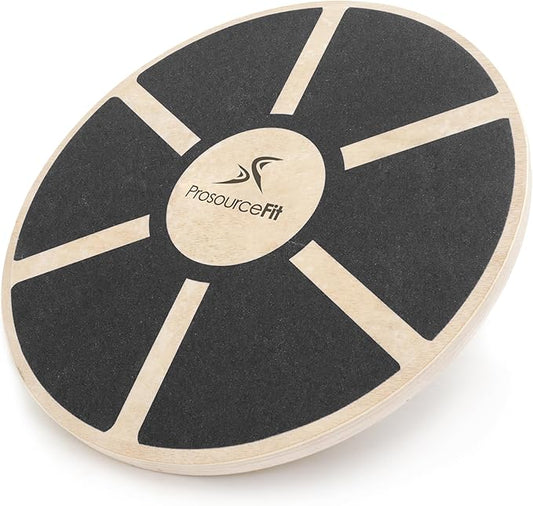 ProsourceFit Wooden Balance Board Non-Slip Wobble Core Trainer 15.75in (39.5cm) Diameter with 360