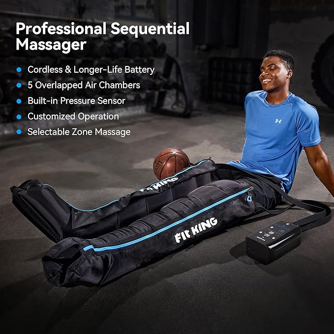 FIT KING Cordless Recovery System, Professional Air Compression Massager, Reduces Muscle Pain and