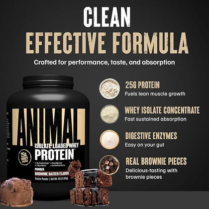Animal Whey Isolate Protein Powder - Loaded for Pre & Post Workout Muscle Builder and Recovery with