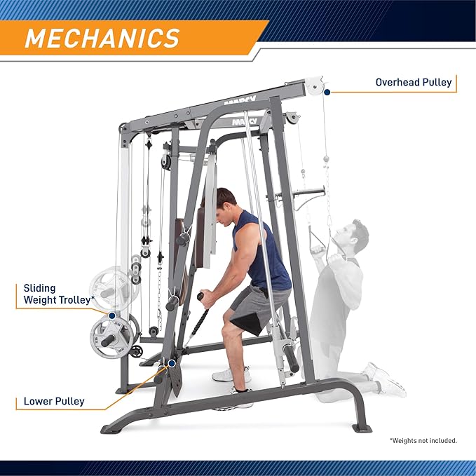 MARCY Smith Cage Workout Machine Full Body StrengthTraining Home Gym Equipment System with Leg