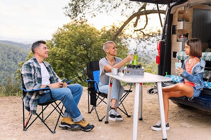FAIR WIND Oversized Fully Padded Camping Chair, Heavy Duty Quad Fold Arm Chair Support 350 LBS with