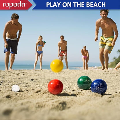 ropoda 107mm Bocce Ball Set Regulation Size and Weight with 8 Resin Bocce Balls, Resin Bocci Balls