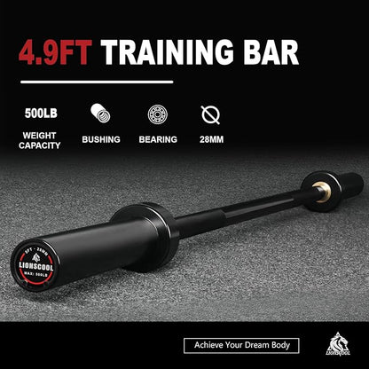 LIONSCOOL Premium 4ft/4.9ft/6ft Barbell for Strength Training and Olympic Weightlifting, 2 Inch Bar