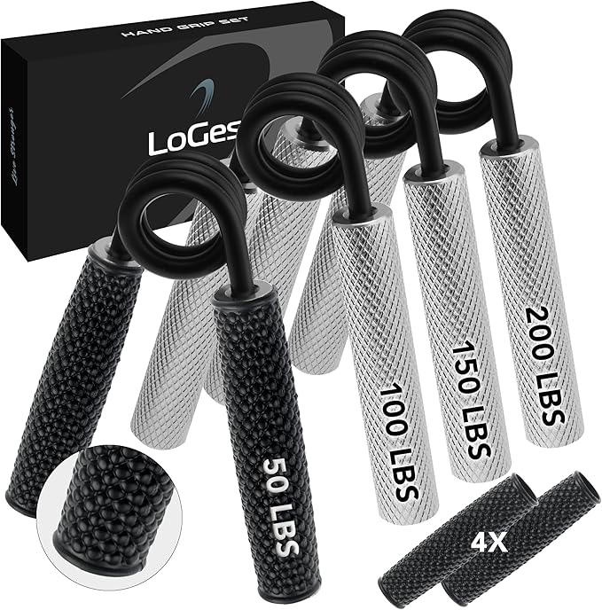 Logest Metal Hand Grip Set, 100LB-200LB 3 Pack 50LB-200LB 4 Pack No Slip Heavy-Duty Grip
