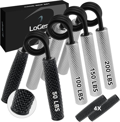 Logest Metal Hand Grip Set, 100LB-200LB 3 Pack 50LB-200LB 4 Pack No Slip Heavy-Duty Grip