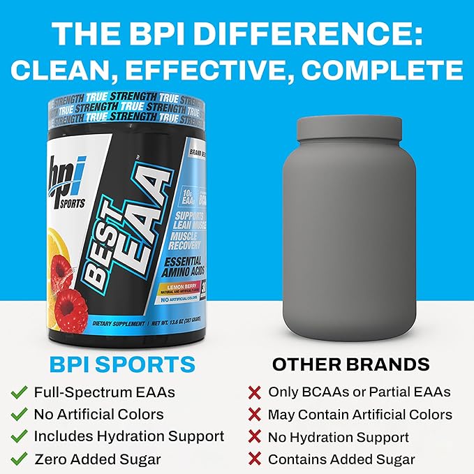 BPI Sports Essential Amino Acids EAA Powder - Pre, Intra & Post Workout Drink - BCAA Powder for Men