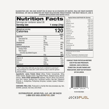 Jocko Fuel Mölk Whey Protein Powder 22g Protein - Low Sugar Monk Fruit Blend - Muscle Recovery &