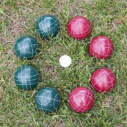 Bocce Ball Set Regulation Size - Lawn Game for Backyard or Beach - Includes Red and Green Bocce