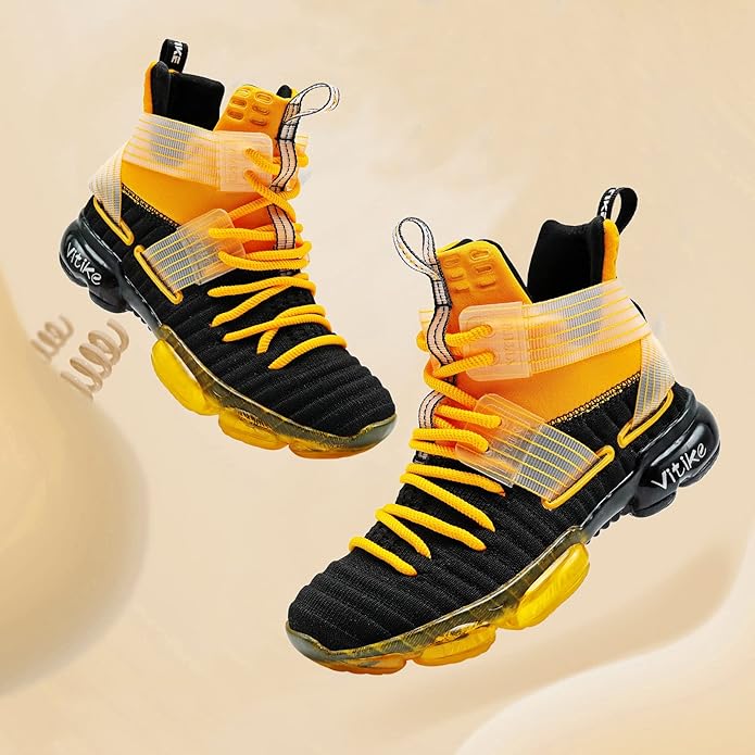 JMFCHI Kids Basketball Shoes High-top Sports Shoes Sneakers Durable Lace-up Non-Slip Running Shoes