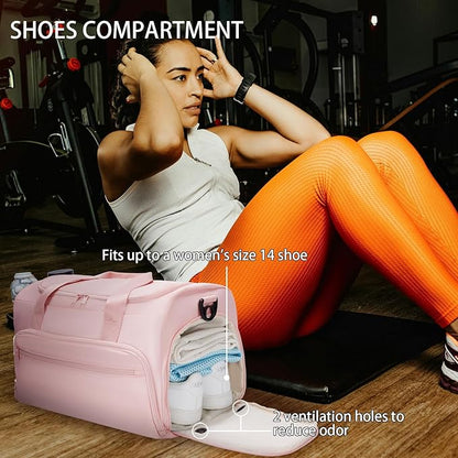 Gym Bag for Men Women, Small Fitness Workout Sports Bag with Wet Pocket & Shoes Compartment, Water