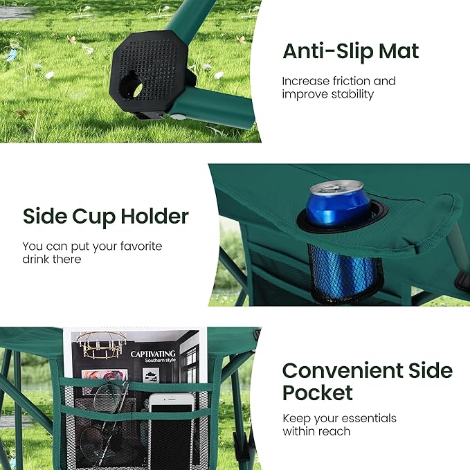 HIGH POINT SPORTS 2 Pack Portable Camping Chair for Adults, Folding Outdoor Camp Chair Lightweight