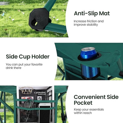 HIGH POINT SPORTS 2 Pack Portable Camping Chair for Adults, Folding Outdoor Camp Chair Lightweight