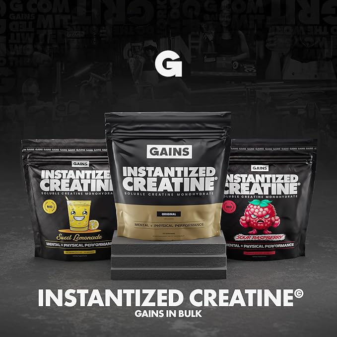 Gains in Bulk Instantized Creatine Monohydrate for Women and Men, Soluble Creatine Powder, Supports