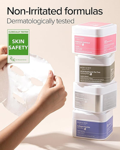 Mary&May Niacinamide Vitamin C Mask | 30 Sheets | Daily Korean Face Mask | Hydrates, Boosts