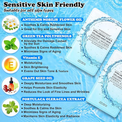Collagen Face Mask with Hyaluronic Acid, Vitamin E Oil for Skin Care Hydrating, Moisturizing