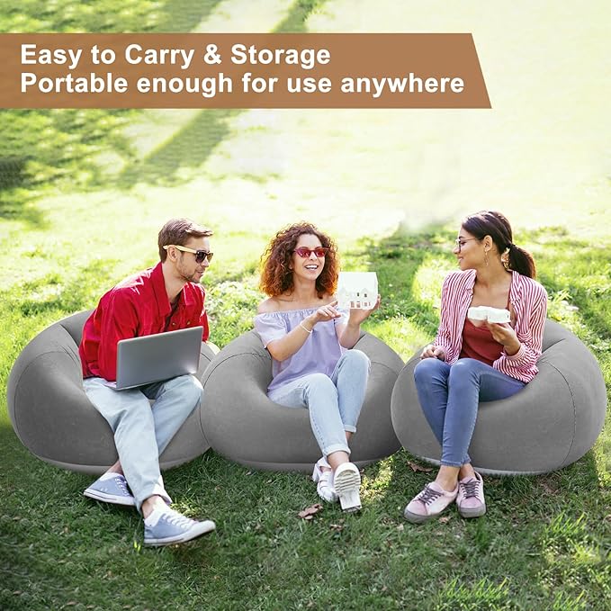 Realspring 6 Pcs Bean Bag Chairs for Adults Inflatable Chairs with Electric Air Pump,Blow up Couch