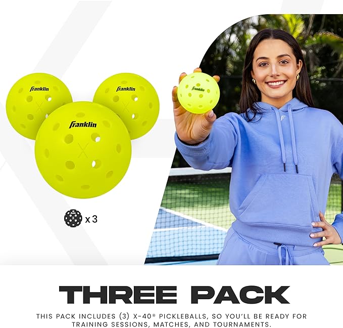 Franklin Sports X-40 Outdoor Pickleballs - Official Ball of USA Pickleball, APP Tour + US Open