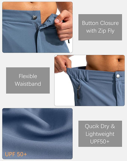 Pudolla Men's Hiking Cargo Shorts 9" Lightweight Outdoor Work Shorts for Men Travel Golf Camping