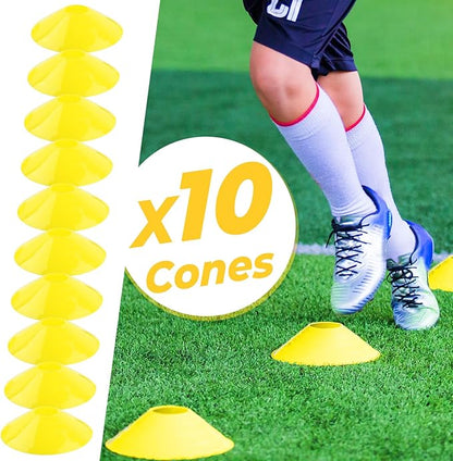 GHB Pro Agility Ladder Soccer Kick Trainer Set 20ft 12 Rung 10 Cones and 4 Stakes Speed Agility