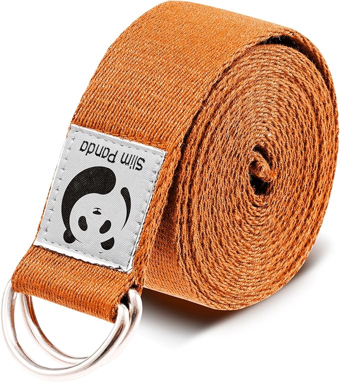 Slim Panda Yoga Strap for Stretching,Cotton Yoga Strap with Adjustable D-Ring Buckle,Non-Elastic