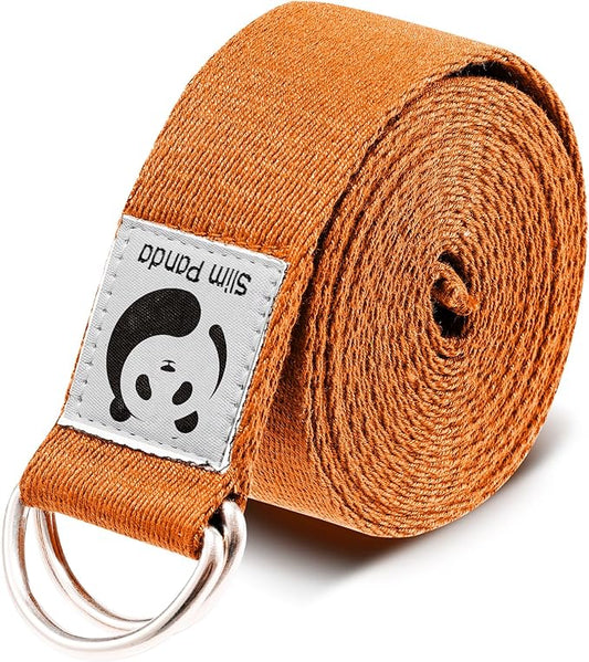 Slim Panda Yoga Strap for Stretching,Cotton Yoga Strap with Adjustable D-Ring Buckle,Non-Elastic