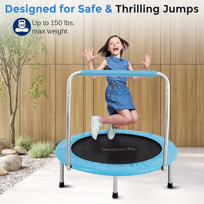 SereneLife 36/40" Foldable Mini Trampoline - Compact Fitness Trampoline for Kids Adults, Exercise