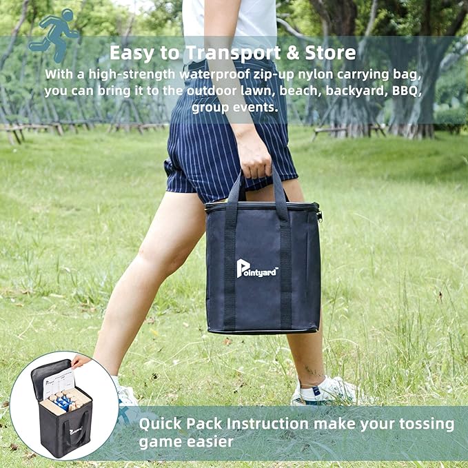 Pointyard Kubb Yard Game Set, Kubb Game Set with Carrying Bag - Wooden Toss Game Set for Outdoor