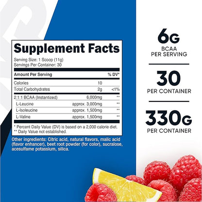 Nutricost BCAA Powder 2:1:1 (Raspberry Lemonade, 30 Servings)