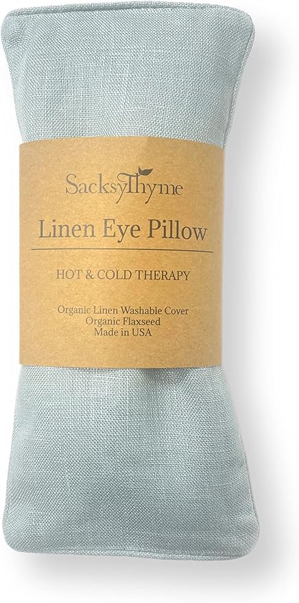 Organic Linen Eye Pillow - Lavender & Flaxseed for Relaxation, Yoga, Stress Relief - Microwavable