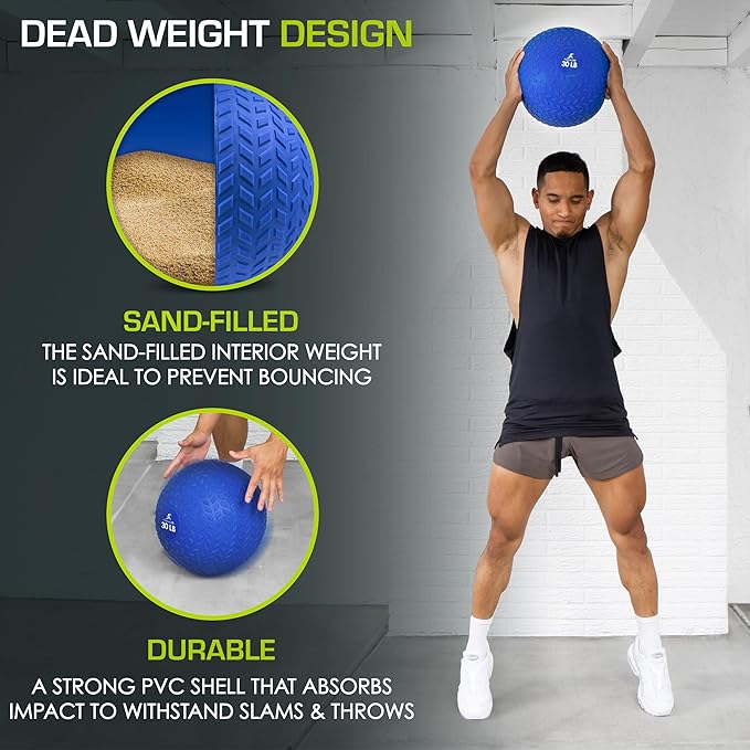 ProsourceFit Slam Medicine Balls 5, 10, 15, 20, 25, 30, 50lbs Smooth and Tread Textured Grip Dead