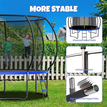 Trampoline 8FT 10FT 12FT 14FT 16FT, Outdoor Trampolines for Kids and Adults, Recreational