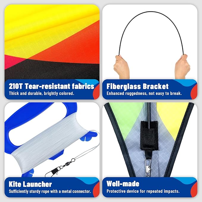 3-Piece Set Delta Kite for Easy to Fly Large Kite for Kids and Adults - Perfect Family Outdoor Toy