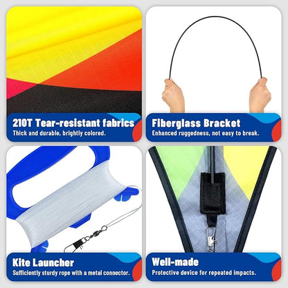 3-Piece Set Delta Kite for Easy to Fly Large Kite for Kids and Adults - Perfect Family Outdoor Toy