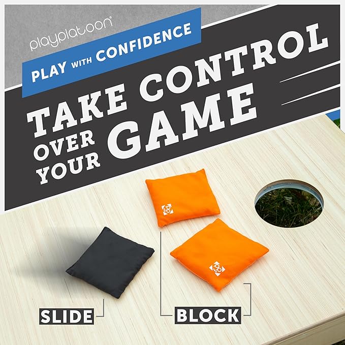 Professional Cornhole Bags - Set of 8 Regulation All Weather Double Sided - Sticky Side/Slick Side