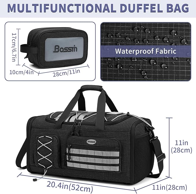 Bosstin Gym Bag for Men & Women,45L Travel Duffle Sports Duffel Bag Gym Weekender Overnight