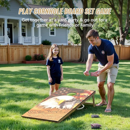 Cornhole Board Set,Corn Hole Games for Adults Outdoor,2X4FT Solid Wood Regulation Cornhole Boards