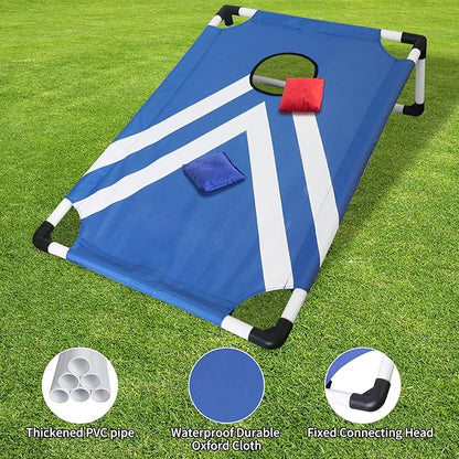 Portable PVC Framed Cornhole Game Set with 2 Collapsible Cornhole Boards, 8 Bean Bags and Carrying