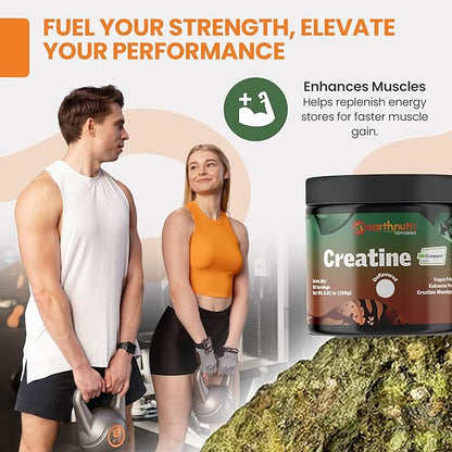 EarthNutri Creatine Monohydrate Powder - Pure Creatine Supplement for Muscle Strength, Strength &