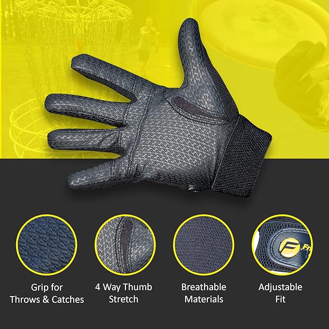 Ultimate Frisbee Gloves - Rubberized Palm & Fingers for Amazing Grip in All Conditions - Play Your