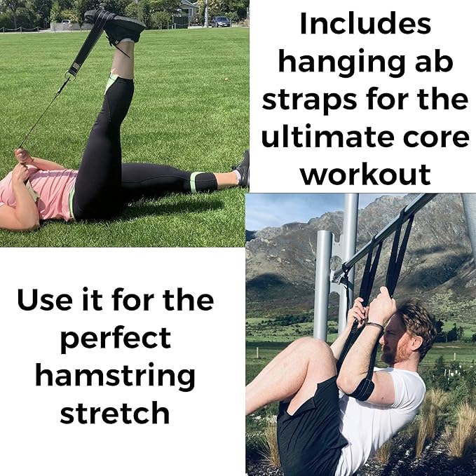 Suspension Trainer, Bodyweight Training Straps for Full Body Workouts at Home, Includes Door