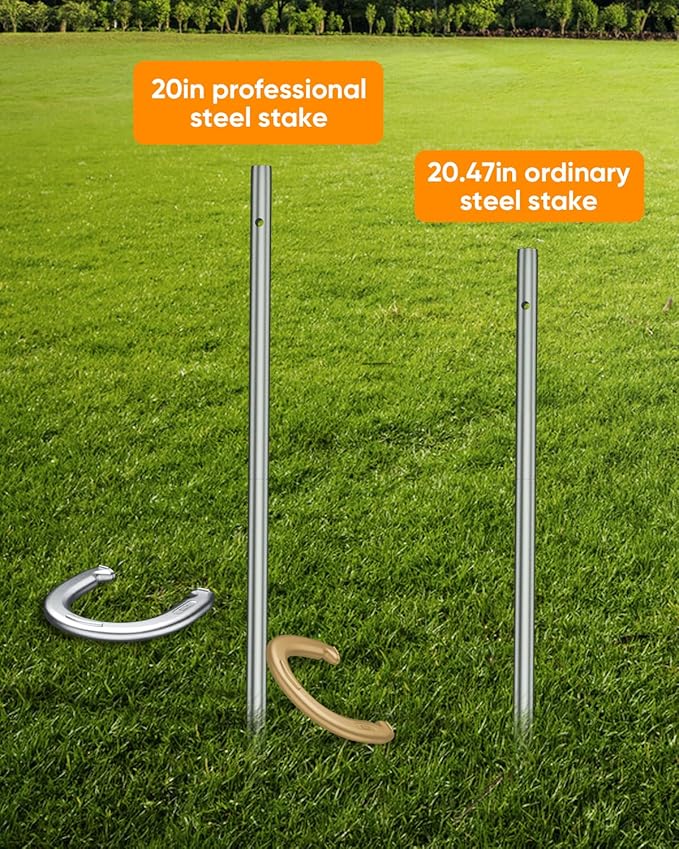 NQV Horseshoe Outdoor Game Set ?“Horse Shoe Game Kit,Sports Horseshoes Sets, Includes 4 Steel