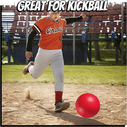 10 Inch Kickball Playground Balls - (Pack of 6) Inflatable Rubber Indoor Outdoor Bouncy Balls for