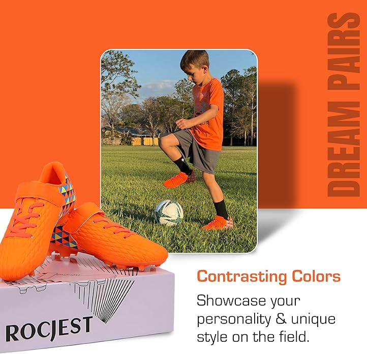 Soccer Cleats for Kids & Youth | Lightweight Football Shoes for Firm Ground | Durable Girls & Boys