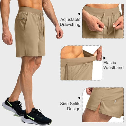 Men's Running Shorts with Zipper Pockets 9 Inch/ 7 Inch / 5 Inch Lightweight Quick Dry Gym Workout