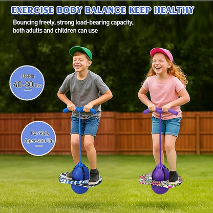 Layhit 2 Pcs Pogo Jumper with Handle for Kids Pump Pogo Ball Stick Jumper Balance Bounce Ball with