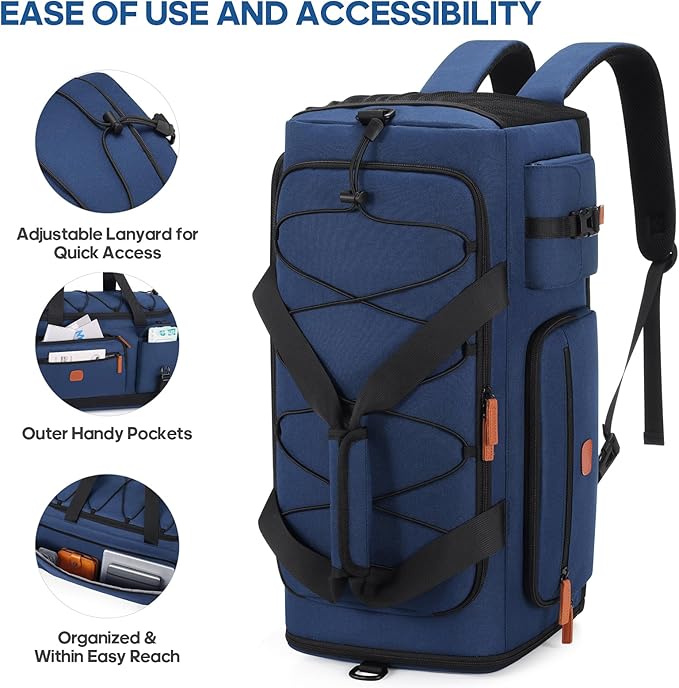Gym Bag for Men and Women with Shoe & Laptop Compartment, 3-in-1 Sports Travel Duffel Bag