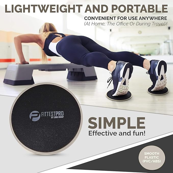 Core Sliders for Working Out - Exercise Sliders Fitness, Stability, Ab, Legs & Full Body (Set of 2)