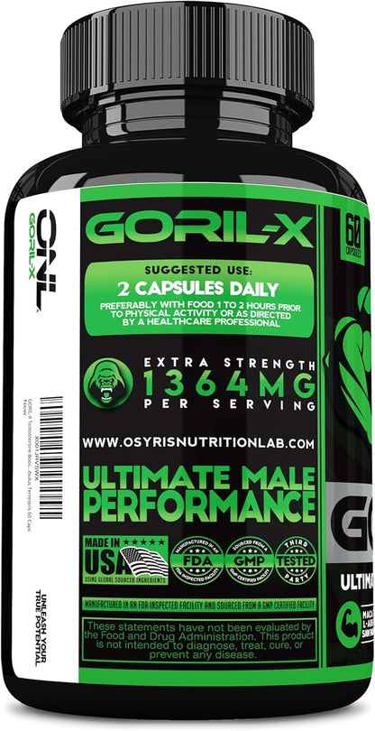 GORIL-X Testosterone Booster for Men - Workout Testosterone Supplement - Increase Size, Strength &